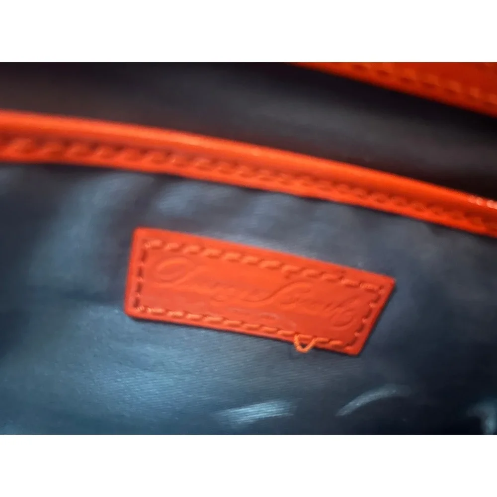 Dooney & Bourke Orange Patent Leather Tote Bag Handbag Gold Hardware Logo#484